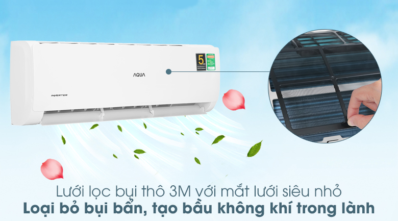 Máy lạnh Aqua Inverter 2 HP AQA-KCRV18TK - Lưới lọc bụi thô 3M